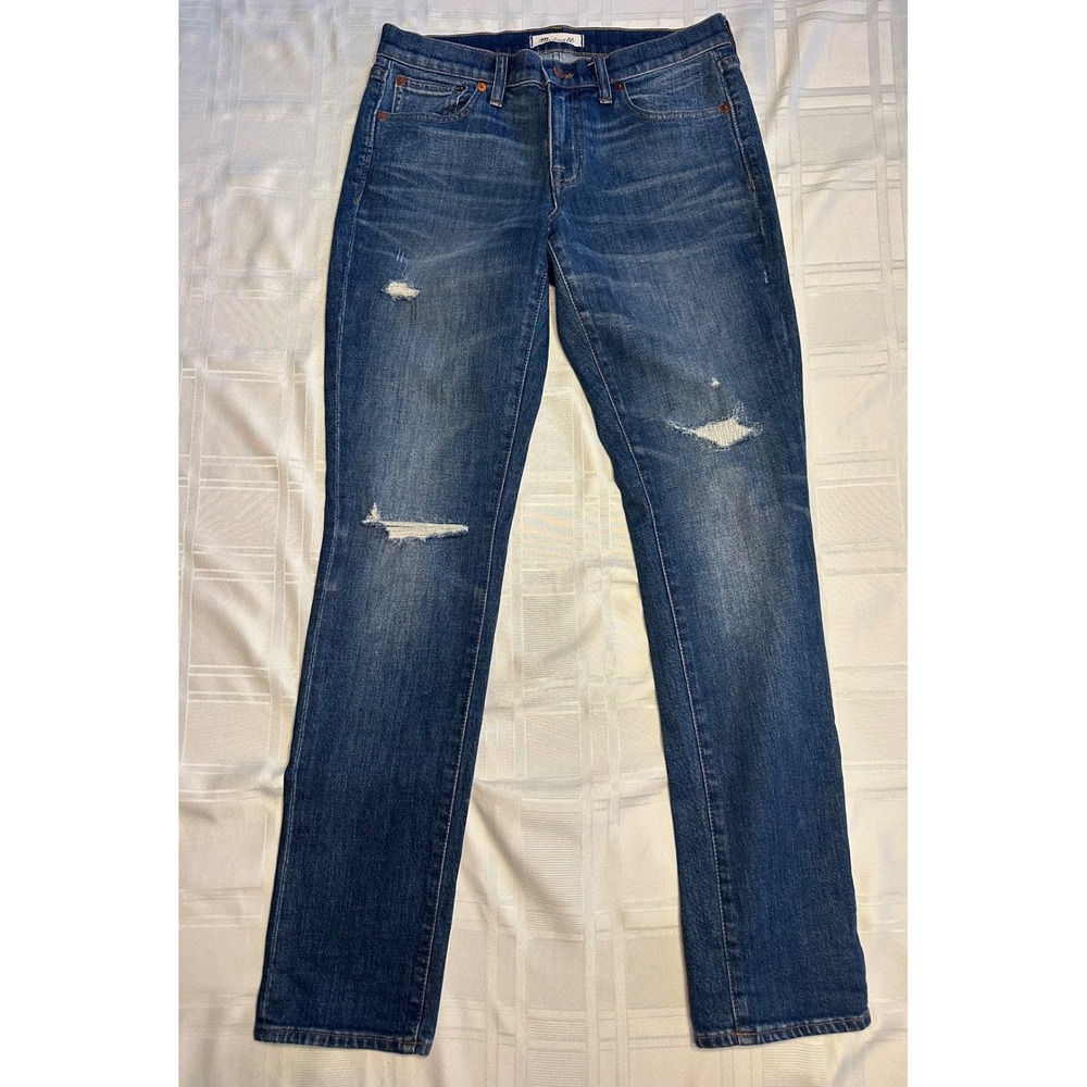 Madewell Jeans Womens 26 Blue The Slim Boyjean Distressed F62400 Medium Wash